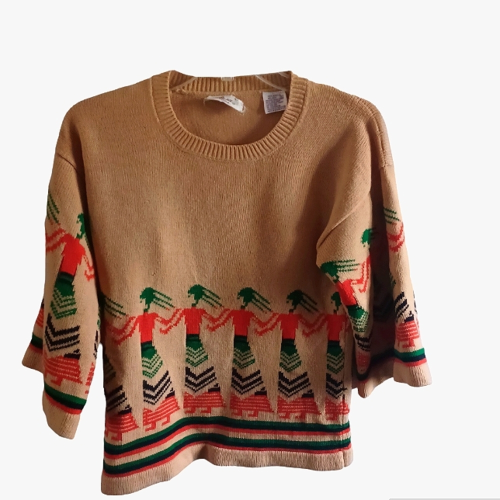 Riddles Egyptian print pullover crewneck sweater size L